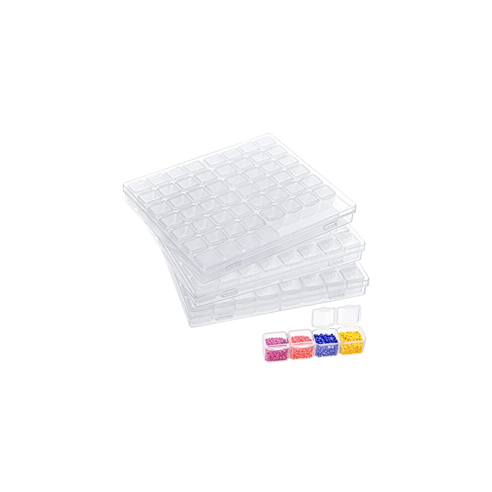 3 Pack Plastic Diamond Dot Painting Storage Box - 168 Grids Transparent Organiser Boxes - Container Case Set for Craft, Embroidery, DIY Nail Art,