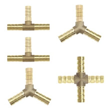 5PCS 6mm Brass Fuel Line Connectors 3/4 Way Y/T/Cross Shaped Fuel Hose Barbed Fittings Adapter Quick Release Hose Joiner for Air Water Gas Fuel Oil