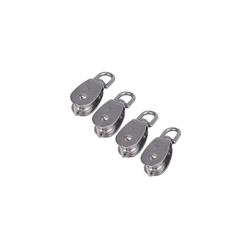 4Pcs M25 Pulley Blocks 150Kg 304 Stainless Steel Pulley Wheels Heavy Duty For Rope Shell Pulley Blocks Heavy Duty Single Pulley Block Wheel Swivel 650558079531