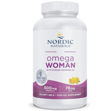 Nordic Naturals, Omega Woman, 500mg Omega-3, with Evening Primrose Oil, Highly Dosed, Lemon Flavour, 120 Softgels, Lab-Tested, Soy-Free, Gluten-Free,