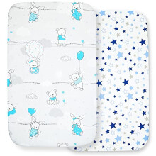 Next to Me Crib Sheets – 2pcs Crib Baby Sheet Set 100% Organic Cotton Fitted Crib Sheets for Bedside Cribs – Made in Europe (83x50cm, Cute Animals