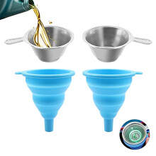 3D Printing Resin Filter, 2 PCS Silicone Collapsible Funnel + 2 PCS Stainless Steel Resin Filter 3D Printer Accessories Parts for ANYCUBIC Sparkmaker