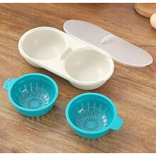 Microwave Egg Poachers, Mold Eggs Poacher Cup,Draining Egg Boiler,Eggs Poacher Cup, Lids Non-Stick Coated Cooking Food Grade PP Double Cup Egg Cooker