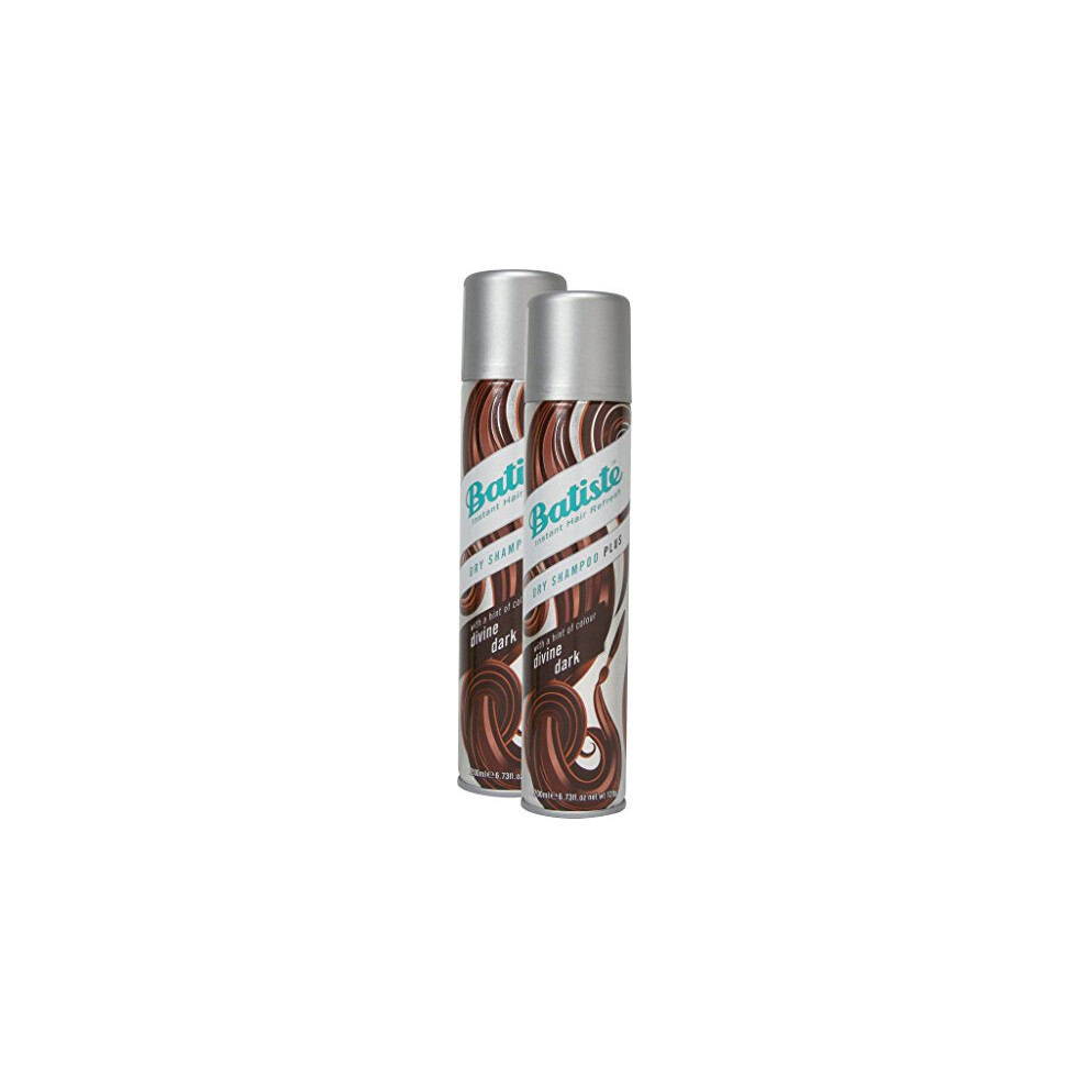 dry shampoo divine dark dry shampoo with a gentle hint of colour for black and dark brown hair, fresh hair for all hair types, pack of 2 (2Â x 200Â ml