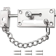 Security Door Chain Lock Latch Anti-Theft Security Lock Chain, Stainless Steel Slide Rail Chain Lock, Inner Door Chain with Anti-Theft Chain Latch,