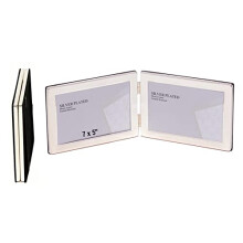 7 x 5-inch Silver Flat Edge DOUBLE LANDSCAPE Photo Frames - Velveteen Backing - Tarnish Resistant (7 x 5-inch)