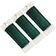 3 Rolls Floral Wire, 24 Gauge Green Florist Binding Wire, Thin Flexible Paddle Wire, Floral Metal Wire on a Reel for Wreaths, Garland, DIY, Jewelry