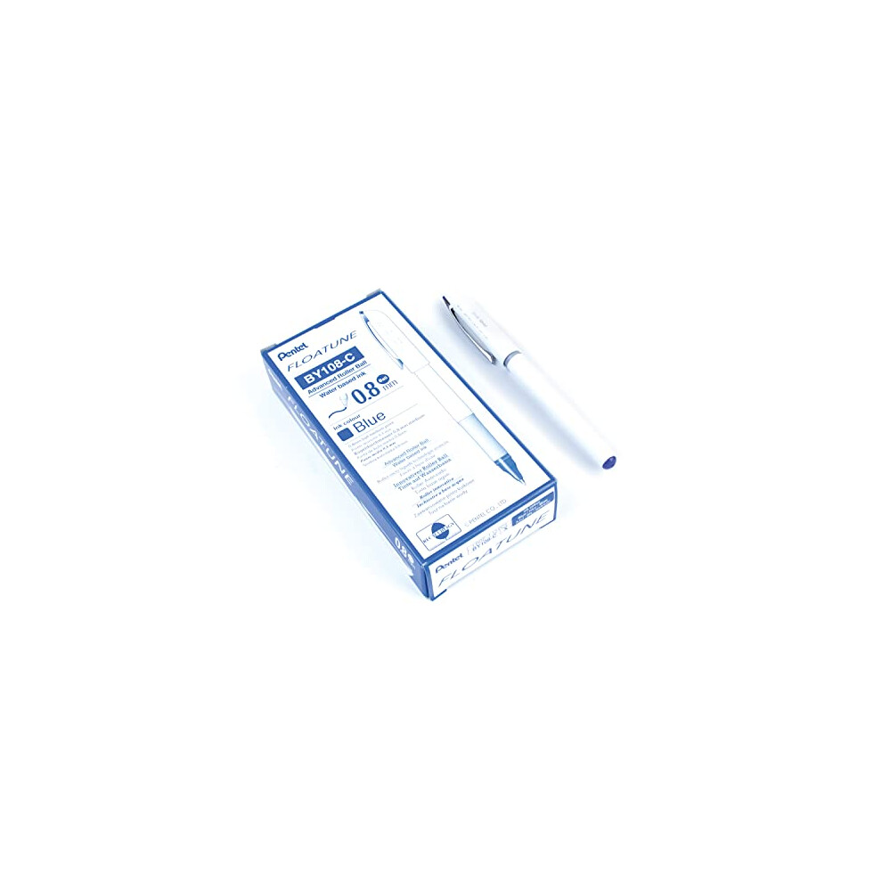 Pentel Floatune Rollerball, 0.8Mm Medium Line, Blue Ink, 12 Pack