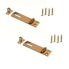 TERF Solid Brass Hasp and Staple Set 50mm [ 2 inch ] including Fixing Screw For Use with Outdoor House Cabinet Cupboard Cage Door and Multi Purpose