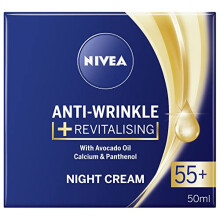 Anti-Wrinkle and Revitalising Night Cream (50ml), Overnight Moisturiser for 55+ Skin, With Calcium, Avocado Oil, and Panthenol for Enhanced Skin Care