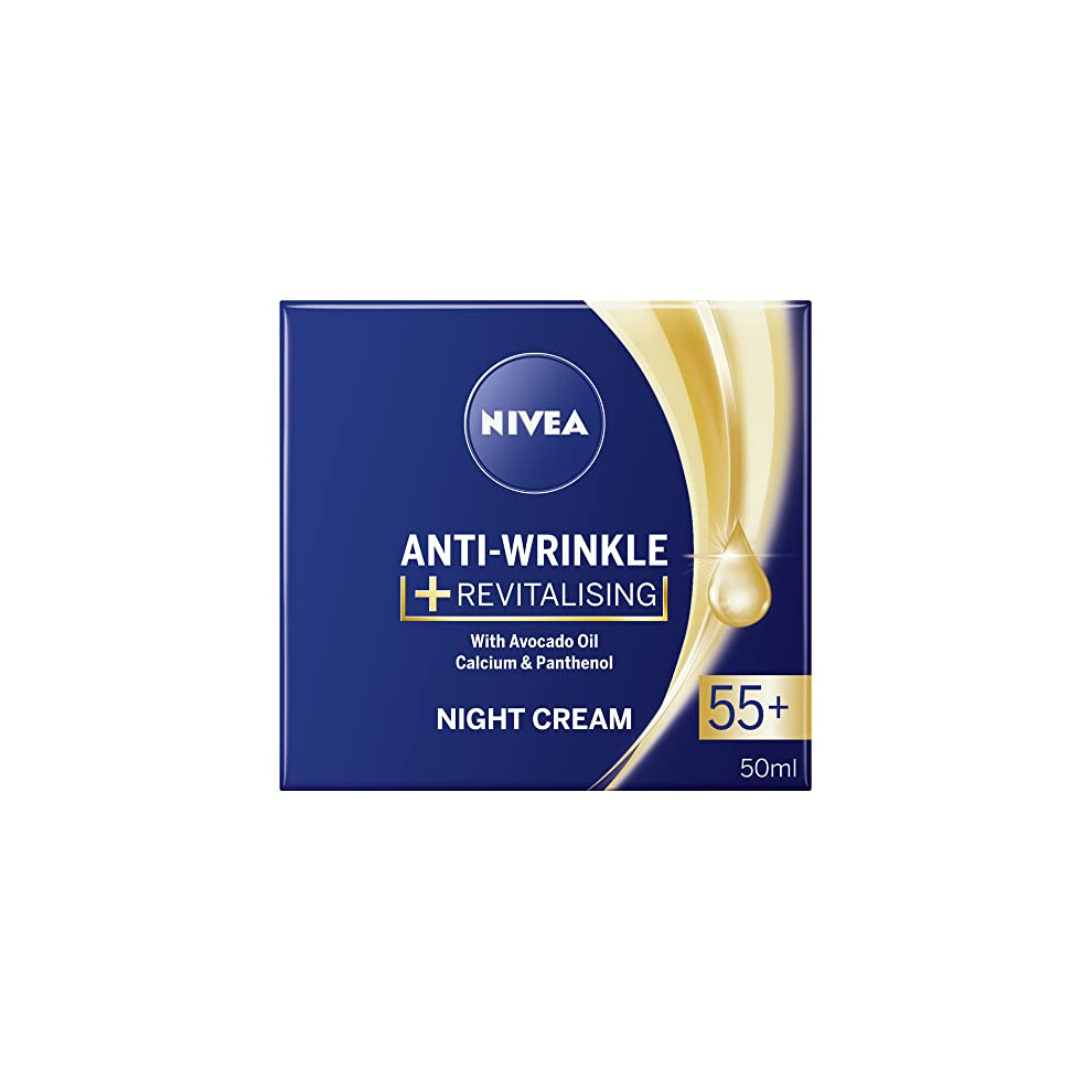 Anti-Wrinkle and Revitalising Night Cream (50ml), Overnight Moisturiser for 55+ Skin, With Calcium, Avocado Oil, and Panthenol for Enhanced Skin Care