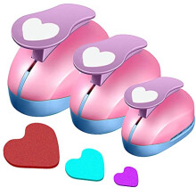 Punch Set VSREI Heart Punch Pattern for Crafts, Scrapbooking, Photos, Greeting Cards, 9mm, 16mm, 25mm, Heart-shaped Paper Punch (Random Color)