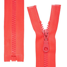 Separable Zipper, Pack of 2, 30cm Rail Length, Light Red, 1 Way Open End #5, 5.75mm Rail Width, 34mm Band Width, Replacement Plastic Zipper, Plastic