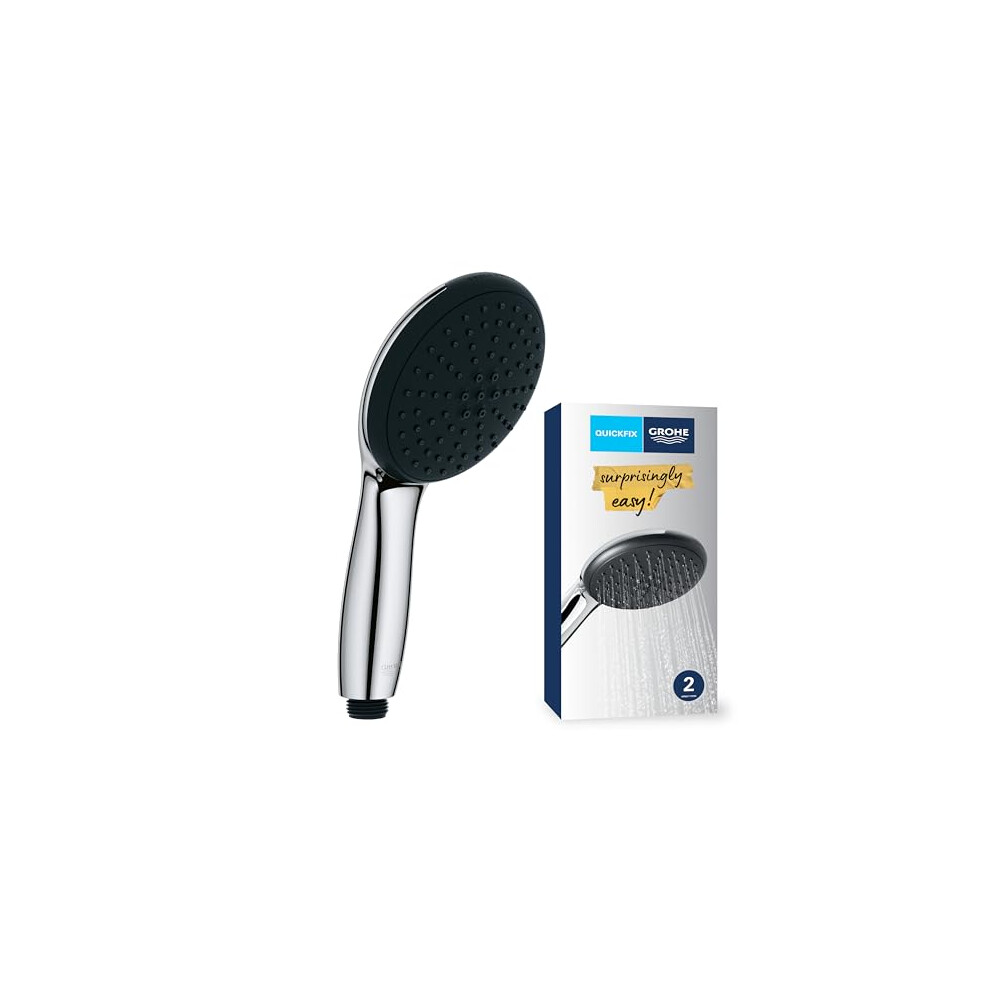 Vitalio Start 110 - Hand Shower (Round 11 cm Shower Head, 2 Sprays: Rain & Jet, Anti-Limescale System, Silicone Ring & Scalding Protection, Universal