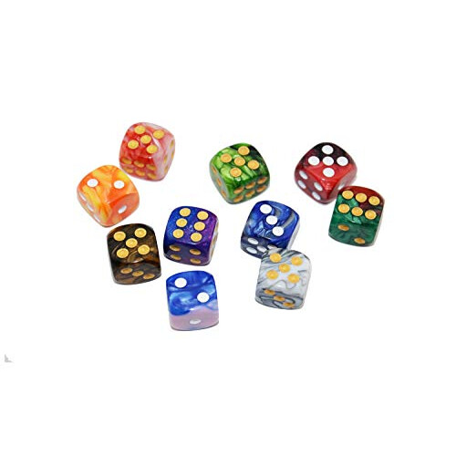 16mm 10-Pack Two Color 6 Sided Dice D6 Polyhedral Dice 1