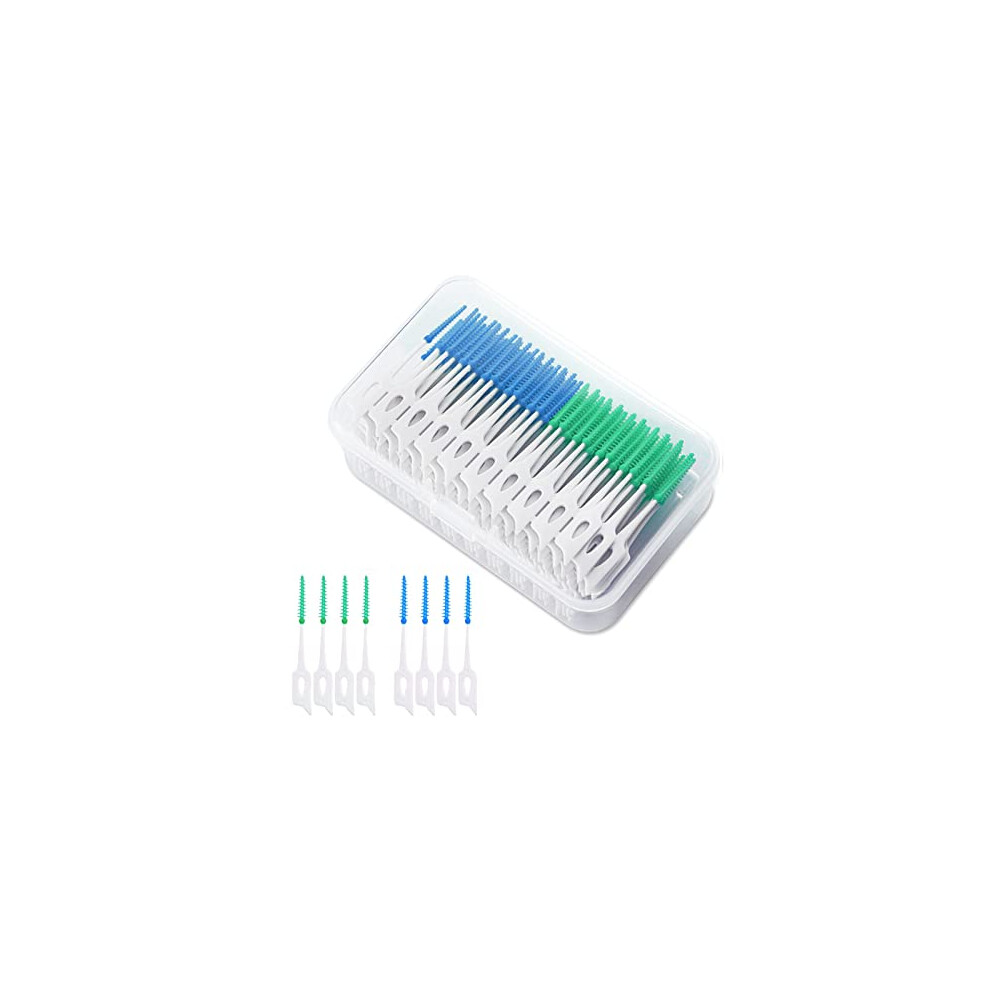 Viksaun 200 Pieces Tooth Floss Picks Interdental Brush Flosser Sticks, Interdental Brushes, Silicone Dental Picks, Oral Tooth Clean Silicone Floss Toothpick