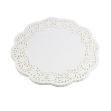 100 Pieces White Lace Round Paper Doilies Cake Packaging Pads Wedding Tableware Decoration (300mm)