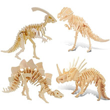 3D Dinosaur Puzzle,Dinosaur Toys,3D Wooden Puzzle,3D Puzzle,Dinosaur Model,Wooden Puzzle for Kids and Adults,Puzzle Education Toys for Kids(4pcs