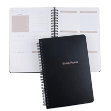 Undated Weekly Planner A5 Planner, Spiral Planner Notebook, 180 Pages, Time Management Productivity Organizer Hardcover Black