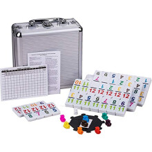 Mexican Train Number Dominoes Set Double 12 Dominoes 91 Tiles Games with Aluminum Case, Number Dominoes Set Well Painted for Kids Adults