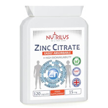 Zinc Citrate 120 Capsules 15mg - Bioavailable Form - Daily Capsules - not Tablets - Immune, Bone, Vision, Hair, Nails, Skin, Fertility