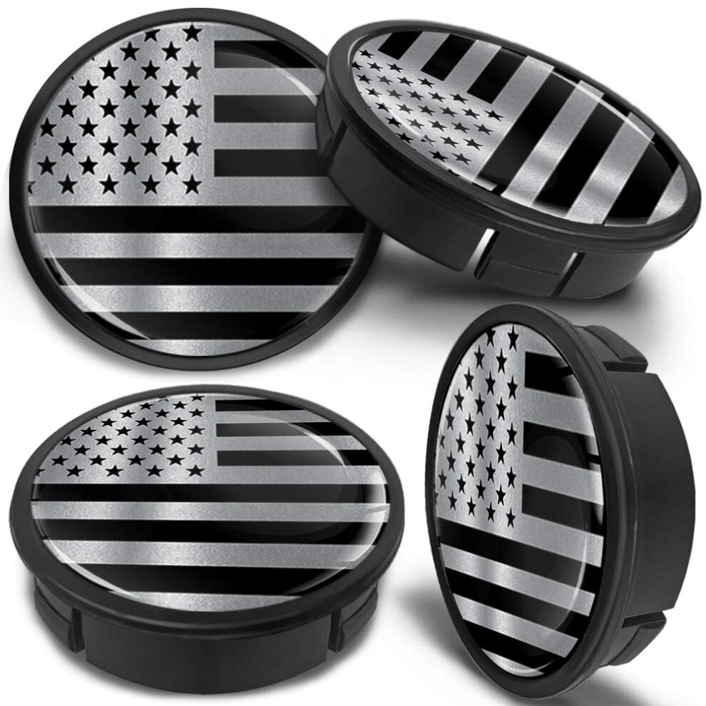 4 X 60Mm Abs Car Alloy Wheel Centre Universal Rims Hub Center Caps Auto Tuning Logo Emblem Usa Flag Cx 16 Silver/Black 9145546428350