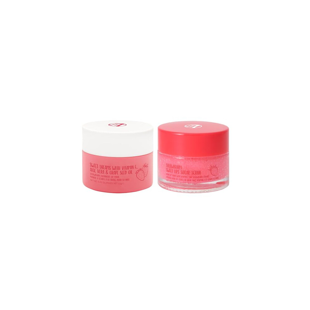 Sweet Dreams Lip Scrub & Overnight Lip Mask Duo - 2Pcs Set - Strawberry Flavour - Exfoliate, Condition, Soothe & Hydrate