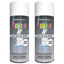 Brilliant White Primer Spray Paint, 2 X 400ML Color It Spray Paint For Metal, Wood, & Plastic, All-Purpose Undercoat Matt Finish White Spray Paint,
