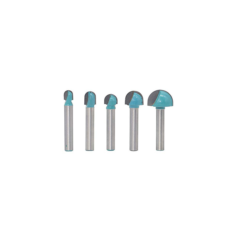 6Mm Shank Cove Core Box Router Bits Set Carbide Tipped Round Nose Double Edging Router Bits For Woodworking Grooving, Pack Of 5 726972673775
