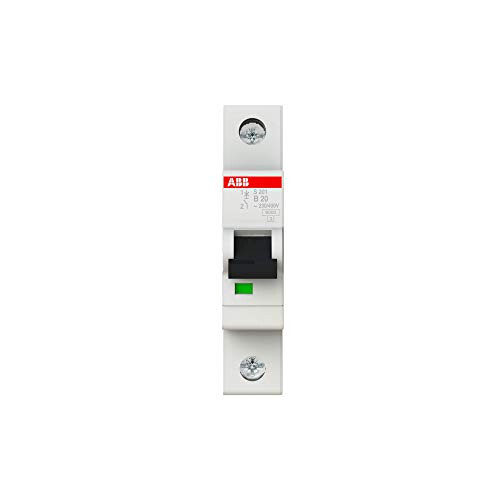 S201-B20 Miniature Circuit Breaker, 1 Pole, Type B, 6/10kA Breaking Capacity, 20 Amp Current (2CDS251001R0205) White