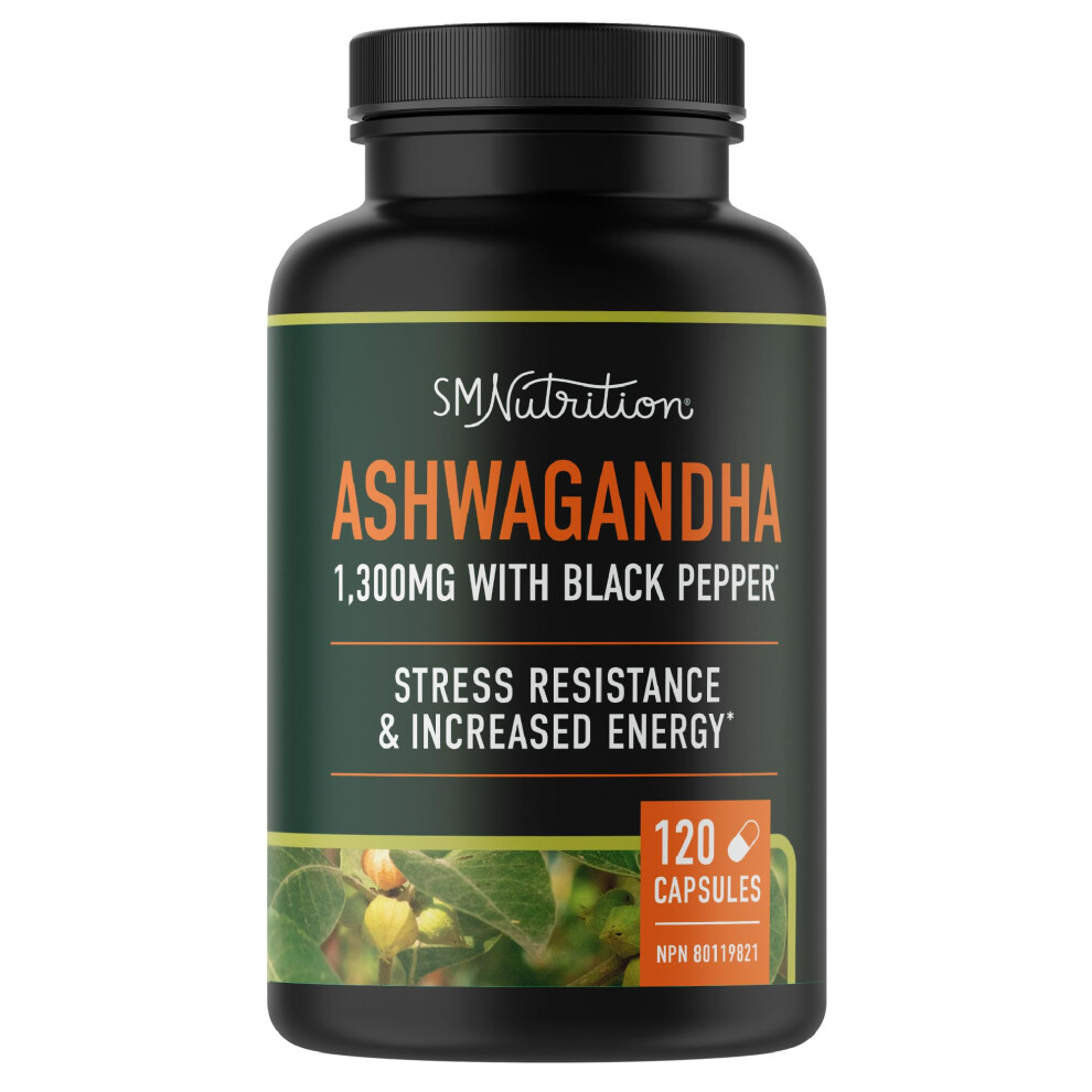 Smoky Mountain Naturals, Llc Black Ashwagandha Supplement 1300Mg With Pepper | Stress Resistance & Increase Energy | 1300 Mg High Absorption Adaptogen From Root Powder | 120 Ct (2