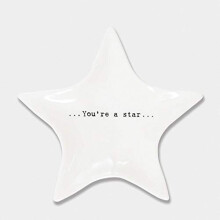 Small White Ceramic You're a Star Trinket Jewellery Ring Dish Tray Home Gift Decoration 9.5x10cm
