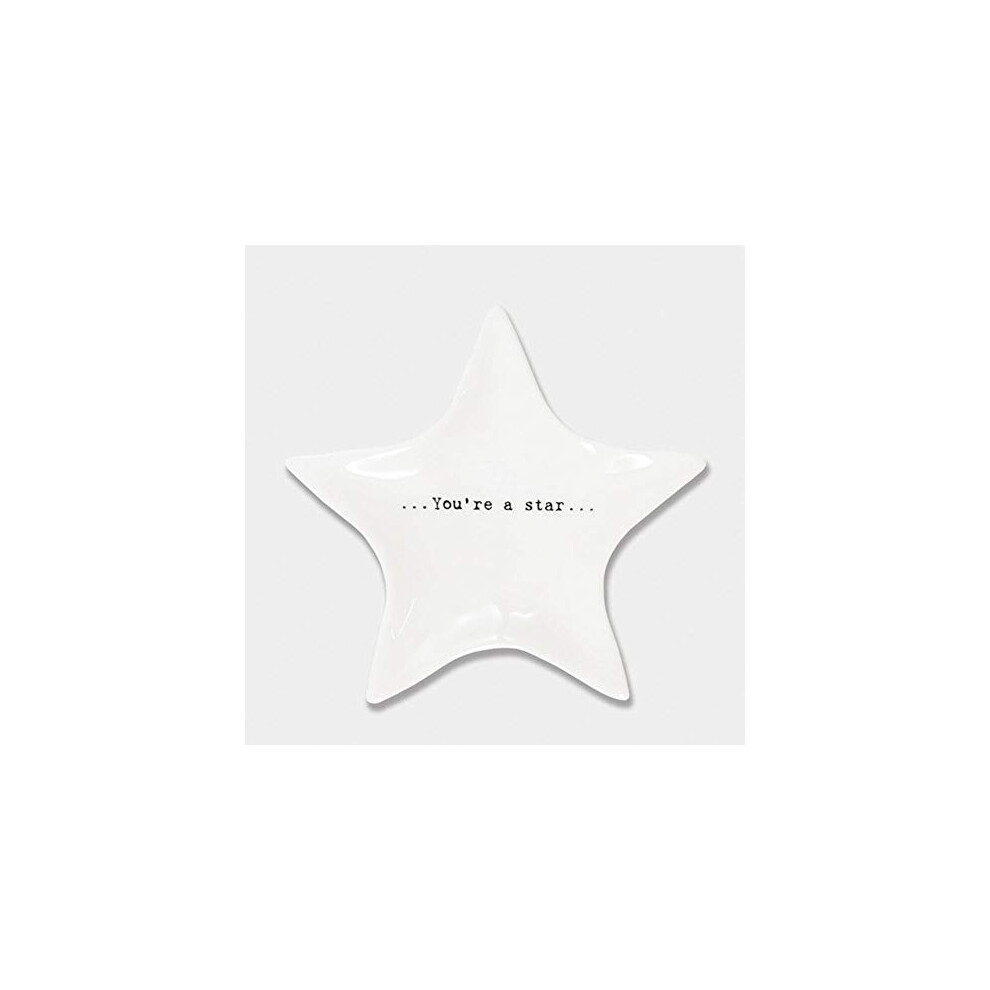 Small White Ceramic You're a Star Trinket Jewellery Ring Dish Tray Home Gift Decoration 9.5x10cm
