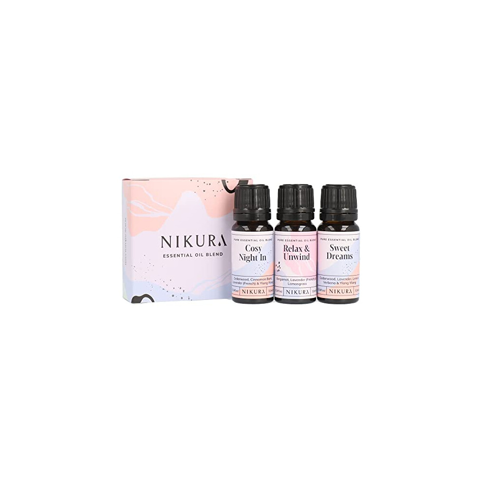Nikura | Sleep Essential Oil Blends Set 3 X 10Ml - Cosy Night In, Relax & Unwind & Sweet Dreams | Strong Fragrance For Soap And Candle Making, Diffusers For