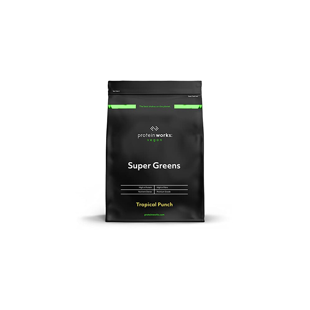 Protein Works Super Greens Powder | Nutrient Dense Detox Shake | Supports Immune System | 100% Vegan | Tropical Punch | 250G