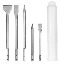 SDS Plus Hammer Chisel Set, 5PCS SDS Plus Tile Chisel and Concrete Chisel Set, Includes 3 Flat Chisel and 2 Point Chisel for Concrete, Brick, Cement,