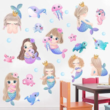 BuerHomie Wall Sticker for Children's Room Girls, Mermaid Wall Sticker, Wall Decoration for Baby Room