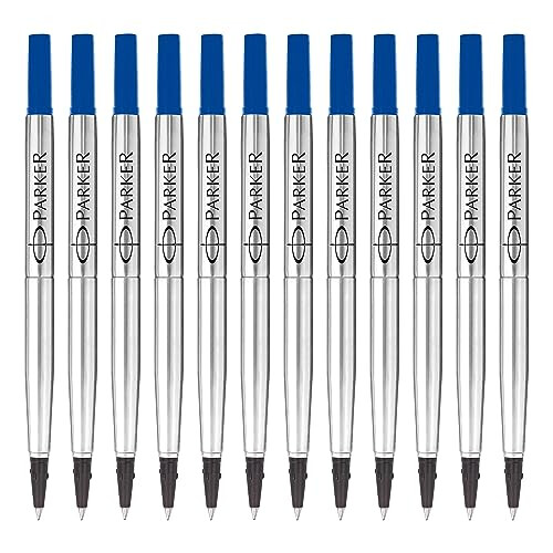 Parker Rollerball Pen Refills | Fine Point | Blue QUINK Ink | 12 Count