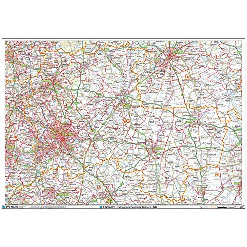 Nottingham - NG - Postcode Wall Map - Paper on OnBuy
