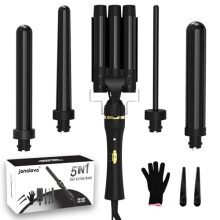 Hair Curler 5 in 1 Curling Wand Set with 3 Barrel Hair Waver and 4 Interchangeable Ceramic Curling Iron 10-32mm for Long Medium Short Hair