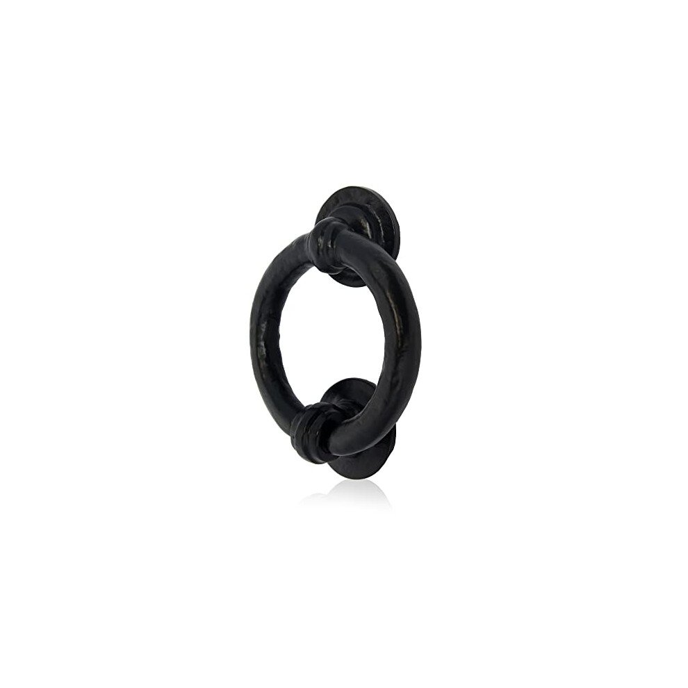 Smithy's Range Black Antique Ring Door Knocker, Traditional Black Ring Front Door Knocker, Aesthetic Antique Exterior Furniture, Cast Iron Door 5060568908854