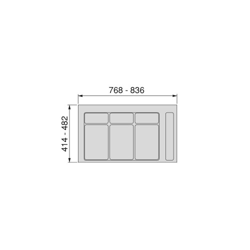 Drawer System, Cut Waste Sorting bin, Base for 90cm Cabinet (836x482mm), Grey 1