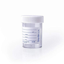 Sterilin Specimen Pot/Urine Container 60ml with label and lid x (10)
