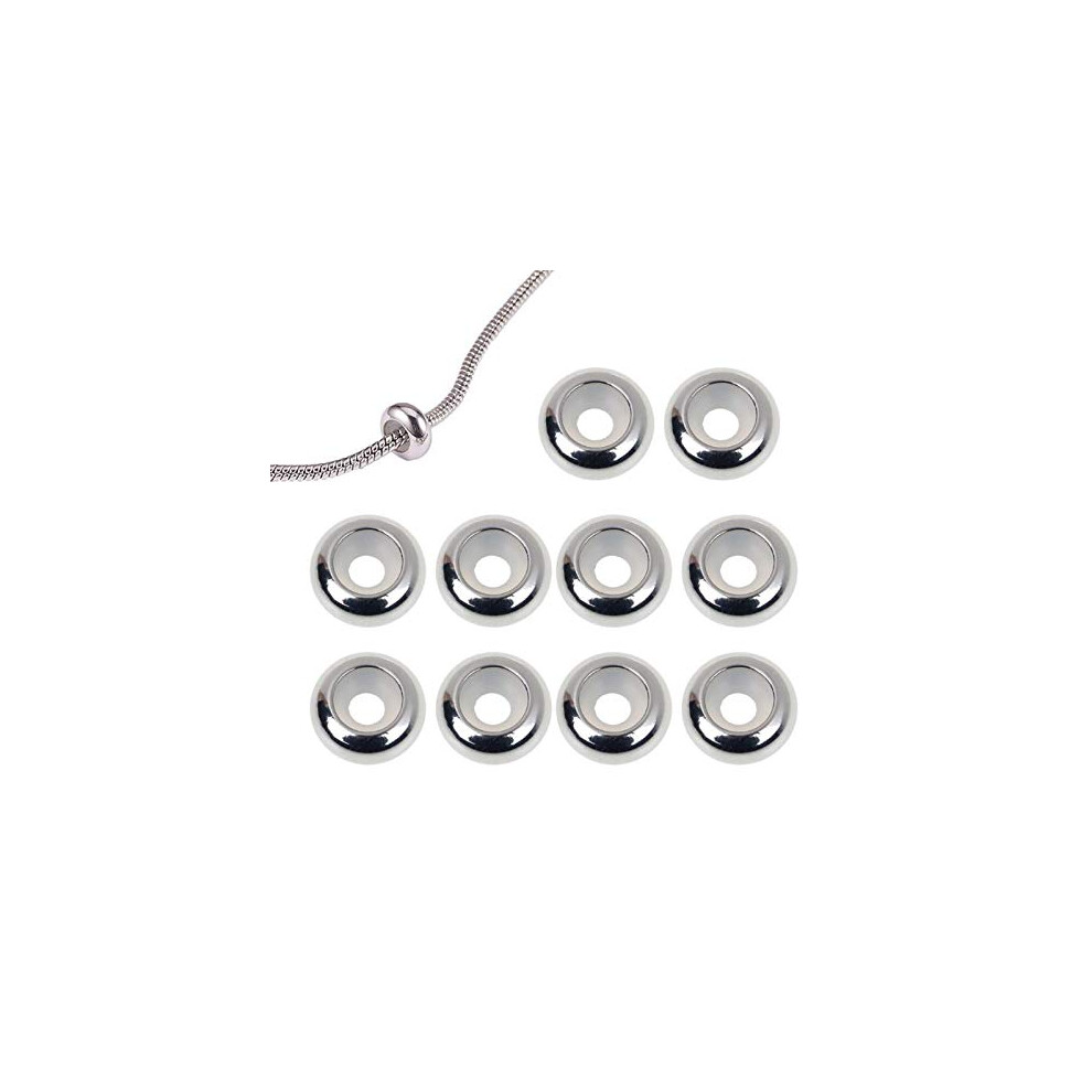 10Pcs Stopper Beads 304 Stainless Steel O Rings Insert Rubber Anti Skid Locating Ring Slider Beads for Add-a-Bead Charm Bracelet and Necklace Jewelry