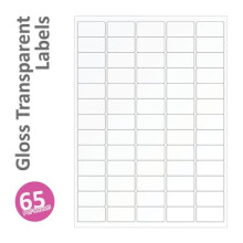 65 Per Page/Sheet 5 Sheets (325 Transparent Sticky Labels) Label Planet Clear Polyester Blank A4 Gloss Waterproof Printable Stickers, for Laser