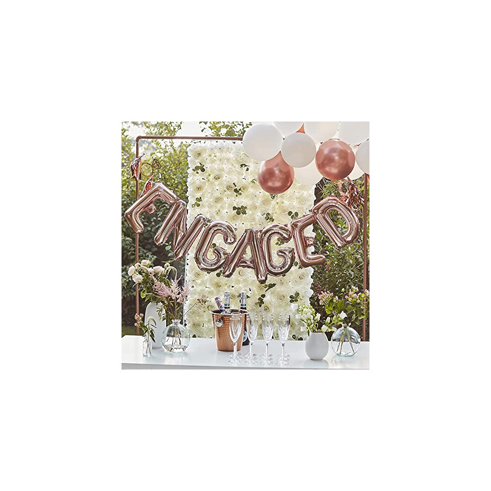 Rose Gold Foil Engaged Balloon Bunting Banner, Party Decoration