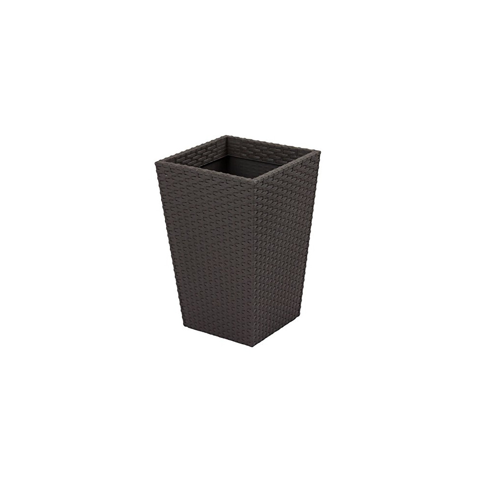 Small Square Base Planter, Injected Polypropylene/Flat Rattan, Graphite Grey, 24 l