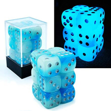 Bescon Two Tone Glowing Dice D6 16mm 12pcs Set of ICY ROCKS, 16mm Six Sided Die (12) Block of Glowing Dice