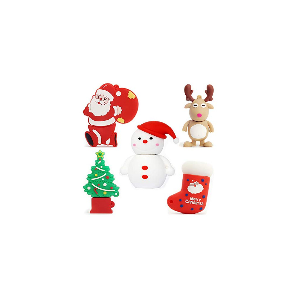 5X16gb Usb Flash Drive Computer Memory Stick Usb 2.0 Pendrive For Students (5Xchristmas Design(16Gb)) 308075548770