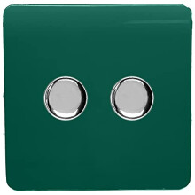 Trendi Artistic Modern Glossy Tactile 2 Gang 2 Way 120w LED Dimmer Switch Dark Green